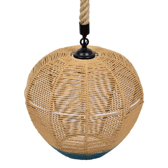 SIMON 00726 Boho Κρεμαστό Φωτιστικό Πλέγμα Μονόφωτο 1 x E27 IP20 Μπεζ & Μπλε Σχοινί - Μ30 x Π30 x Υ30cm SIMON 00726 Boho Κρεμαστό Φωτιστικό Πλέγμα Μονόφωτο 1 x E27 IP20 Μπεζ & Μπλε Σχοινί - Μ30 x Π30 x Υ30cm
