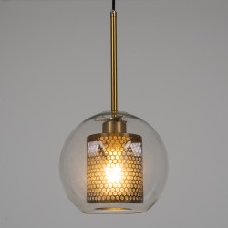 AVERY 00739 Μοντέρνο Κρεμαστό Φωτιστικό Οροφής με Ντουί 1 x E27 AC 220-240V IP20 - Διάφανο & Χρυσό - Μ18 x Π18 x Υ38cm