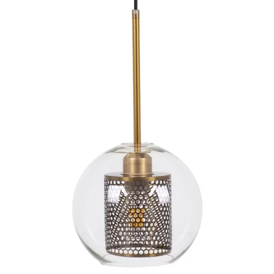 AVERY 00739 Μοντέρνο Κρεμαστό Φωτιστικό Οροφής με Ντουί 1 x E27 AC 220-240V IP20 - Διάφανο & Χρυσό - Μ18 x Π18 x Υ38cm