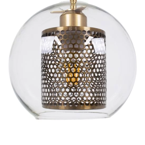 AVERY 00739 Μοντέρνο Κρεμαστό Φωτιστικό Οροφής με Ντουί 1 x E27 AC 220-240V IP20 - Διάφανο & Χρυσό - Μ18 x Π18 x Υ38cm