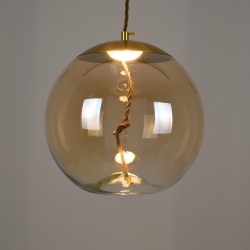 AXTON 00748 Μοντέρνο Κρεμαστό Φωτιστικό Οροφής LED 5W 500lm 180° AC 220-240V IP20 Θερμό Λευκό 2700K - Sanan SMD Chip - Χρυσό & Μελί - Μ30 x Π30 x Υ30cm - 2 Xρόνια Εγγύηση