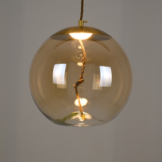 AXTON 00748 Μοντέρνο Κρεμαστό Φωτιστικό Οροφής LED 5W 500lm 180° AC 220-240V IP20 Θερμό Λευκό 2700K - Sanan SMD Chip - Χρυσό & Μελί - Μ30 x Π30 x Υ30cm - 2 Xρόνια Εγγύηση