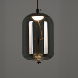 ΑΧΤΟΝ 00753 Μοντέρνο Κρεμαστό Φωτιστικό Οροφής LED 7W 500lm 180° AC 220-240V IP20 Θερμό Λευκό 2700K - Sanan SMD Chip - Μαύρο & Μαύρο Φιμέ - Μ18 x Π18 x Υ18cm - 2 Χρόνια Εγγύηση