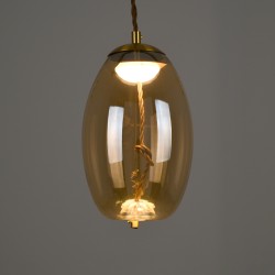 ΑΧΤΟΝ 00754 Μοντέρνο Κρεμαστό Φωτιστικό Οροφής LED 7W 500lm 180° AC 220-240V IP20 Θερμό Λευκό 2700K - Sanan SMD Chip - Μελί & Χρυσό - Μ17 x Π17 x Υ18cm - 2 Χρόνια Εγγύηση