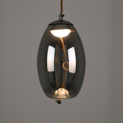 ΑΧΤΟΝ 00755 Μοντέρνο Κρεμαστό Φωτιστικό Οροφής LED 7W 500lm 180° AC 220-240V IP20 Θερμό Λευκό 2700K - Sanan SMD Chip - Μαύρο & Μαύρο Φιμέ - Μ17 x Π17 x Υ18cm - 2 Χρόνια Εγγύηση