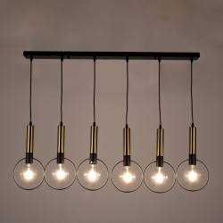 OLVERO 00776 Μοντέρνο Κρεμαστό Φωτιστικό Οροφής με Ντουί 6 x E27 AC 220-240V IP20 - Μαύρο & Χρυσό - Μ110 x Π18 x Y130cm