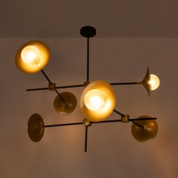 JOLIET 00780 Μοντέρνο Φωτιστικό Οροφής με Ντουί 6 x G9 AC 220-240V IP20 - Μαύρο & Χρυσό - Μ93 x Π93 x Υ87cm