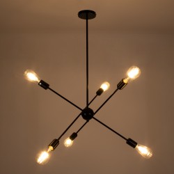 ZANE 00784 Μοντέρνο Φωτιστικό Οροφής με Ντουί 6 x E27 AC 220-240V IP20 - Μαύρο - Μ70 x Π70 x Υ100cm