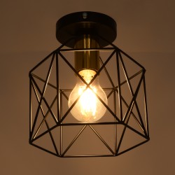 TRON 00792 Μοντέρνο Φωτιστικό Οροφής με Ντουί 1 x E27 AC 220-240V IP20 - Μαύρο & Χρυσό - Μ18 x Π18 x Υ19.5cm