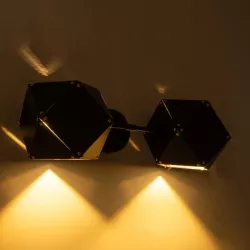 WELLES 00795 Μοντέρνο Φωτιστικό Τοίχου - Απλίκα με Ντουί 2 x E14 AC 220-240V IP20 - Μαύρο - Μ52 x Π21 x Υ17cm