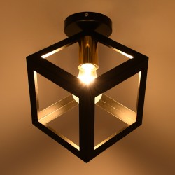 CUBE 00799 Μοντέρνο Φωτιστικό Οροφής με Ντουί 1 x E27 AC 220-240V IP20 - Μαύρο & Χρυσό - Μ25 x Π25 x Υ25cm