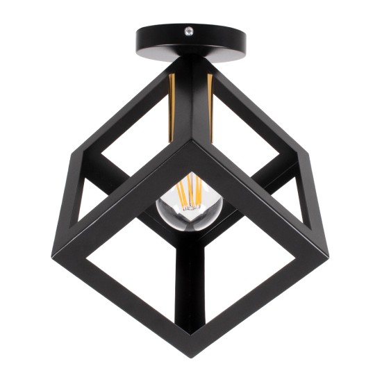 CUBE 00799 Μοντέρνο Φωτιστικό Οροφής με Ντουί 1 x E27 AC 220-240V IP20 - Μαύρο & Χρυσό - Μ25 x Π25 x Υ25cm