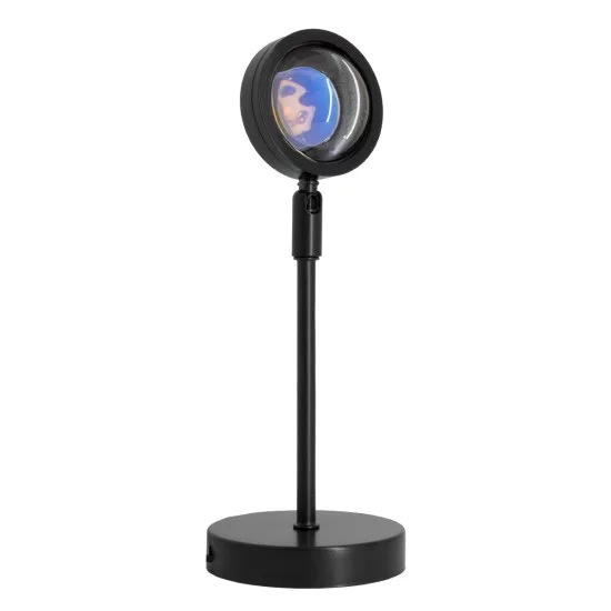 00812 Επιτραπέζιο Φωτιστικό Πορτατίφ LED 12W 600lm 180° DC 5V IP20 Μπλε - Μωβ - Ροζ RAINBOW EFFECT Μαύρο Μέταλλο με Διάφανο Πλαστικό - Μ10 x Π10 x Υ26.5cm - 2 Xρόνια Εγγύηση