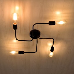 LIBERTA 00838 Vintage Φωτιστικό Οροφής με Ντουί 4 x E27 AC 220-240V IP20 - Μαύρο - Μ44.5 x Π44.5 x Υ12cm