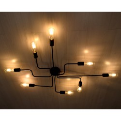 LIBERTA 00840 Μοντέρνο Φωτιστικό Οροφής με Ντουί 8 x E27 AC 220-240V IP20 - Μαύρο - Μ102 x Π72 x Υ10.5cm