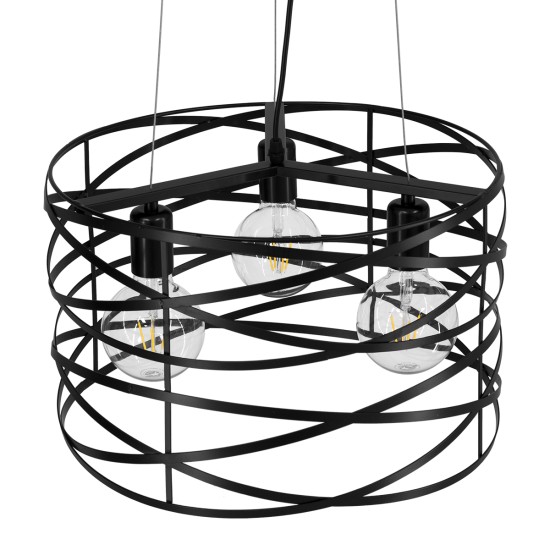 TOKEN 00855 Μοντέρνο Κρεμαστό Φωτιστικό Οροφής με Ντουί 3 x E27 AC 220-240V IP20 - Μαύρο - Μ43 x Π43 x Υ29cm