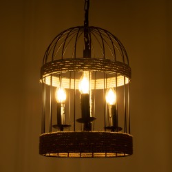 MERLIN 00865 Vintage Κρεμαστό Φωτιστικό Οροφής με Ντουί 3 x E14 AC 220-240V IP20 - Μαύρο & Μπεζ - Μ28 x Π28 x Υ40cm