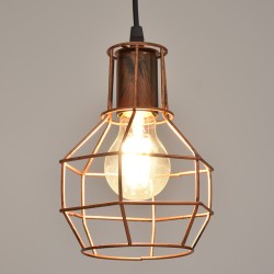 CAGE 00866 Vintage Κρεμαστό Φωτιστικό Οροφής με Ντουί 1 x E27 AC 220-240V IP20 - Χάλκινο - Μ15 x Π15 x Υ22cm