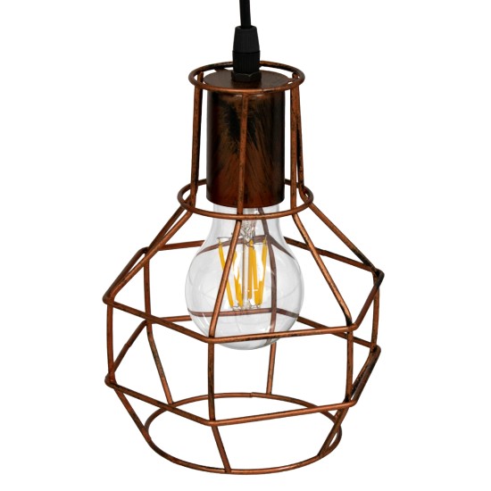 CAGE 00866 Vintage Κρεμαστό Φωτιστικό Πλέγμα Μονόφωτο 1 x E27 IP20 Χάλκινο Μέταλλο - Μ15 x Π15 x Υ22cm CAGE 00866 Vintage Κρεμαστό Φωτιστικό Πλέγμα Μονόφωτο 1 x E27 IP20 Χάλκινο Μέταλλο - Μ15 x Π15 x Υ22cm