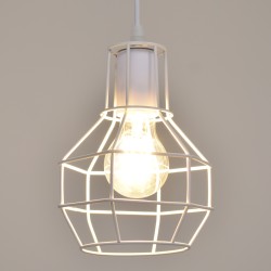 CAGE 00867 Vintage Κρεμαστό Φωτιστικό Οροφής με Ντουί 1 x E27 AC 220-240V IP20 - Λευκό - Μ15 x Π15 x Υ22cm