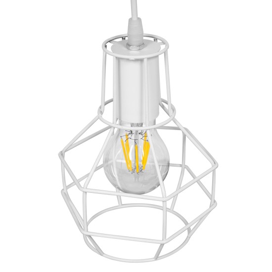 CAGE 00867 Vintage Κρεμαστό Φωτιστικό Πλέγμα Μονόφωτο 1 x E27 IP20 Λευκό Μέταλλο - Μ15 x Π15 x Υ22cm CAGE 00867 Vintage Κρεμαστό Φωτιστικό Πλέγμα Μονόφωτο 1 x E27 IP20 Λευκό Μέταλλο - Μ15 x Π15 x Υ22cm