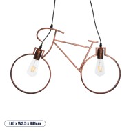 BIKE 00868 Vintage Κρεμαστό Φωτιστικό Φιγούρα Δίφωτο 2 x E27 IP20 Χάλκινο Μέταλλο - Μ67 x Π3.5 x Υ41cm