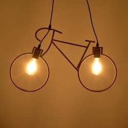 BIKE 00868 Vintage Κρεμαστό Φωτιστικό Οροφής με Ντουί 2 x E27 AC 220-240V IP20 - Χάλκινο - Μ67 x Π3.5 x Υ41cm