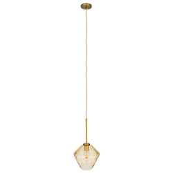 AMARIS 00869 Μοντέρνο Κρεμαστό Φωτιστικό Οροφής με Ντουί 1 x E27 AC 220-240V IP20 - Χρυσό Πλατίνα & Μελί - Μ22 x Π22 x Y22cm