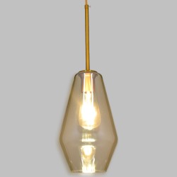 AMARIS 00871 Μοντέρνο Κρεμαστό Φωτιστικό Οροφής με Ντουί 1 x E27 AC 220-240V IP20 - Χρυσό Πλατίνα & Μελί - Μ17 x Π17 x Υ30cm