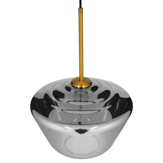 AMARIS 00873 Μοντέρνο Κρεμαστό Φωτιστικό Οροφής με Ντουί 1 x E27 AC 220-240V IP20 - Χρυσό Πλατίνα & Μαύρο Φιμέ - Μ30 x Π30 x Y22cm