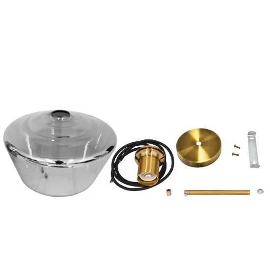 AMARIS 00873 Μοντέρνο Κρεμαστό Φωτιστικό Οροφής με Ντουί 1 x E27 AC 220-240V IP20 - Χρυσό Πλατίνα & Μαύρο Φιμέ - Μ30 x Π30 x Y22cm