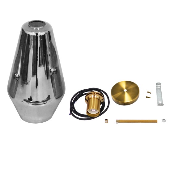 AMARIS 00874 Μοντέρνο Κρεμαστό Φωτιστικό Οροφής με Ντουί 1 x E27 AC 220-240V IP20 - Χρυσό Πλατίνα & Μαύρο Φιμέ - Μ17 x Π17 x Υ30cm