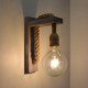 KENSI 00879 Vintage Επιτοίχιο Φωτιστικό Απλίκα Μονόφωτο 1 x E27 IP20 Γκρι Ξύλο με Μπεζ Σχοινί - Μ7 x Π20 x Υ30cm