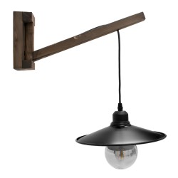 JONAS 00882 Vintage Φωτιστικό Τοίχου - Απλίκα με Ντουί 1 x E27 AC 220-240V IP20 - Καφέ & Μαύρο - Μ26 x Π50 x Υ50cm