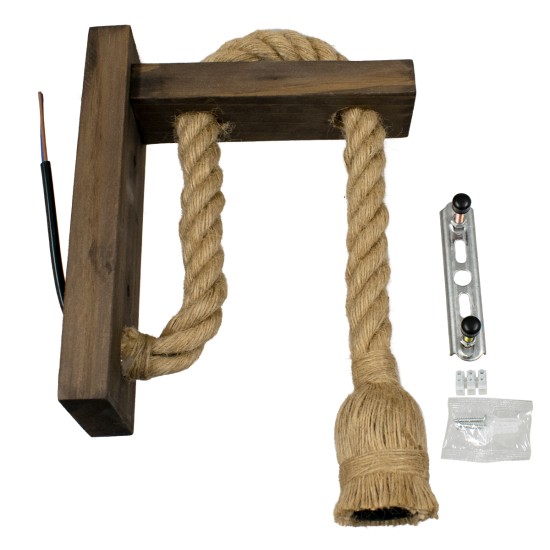 KENSI 00883 Boho Φωτιστικό Τοίχου - Απλίκα με Ντουί 1 x E27 AC 220-240V IP20 - Καφέ & Μπεζ - Μ7 x Π19 x Υ28cm