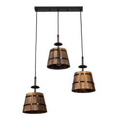 CEBU 00889 Vintage Κρεμαστό Φωτιστικό Οροφής με Ντουί 3 x E27 AC 220-240V IP20 - Καφέ & Μαύρο - Μ55.5 x Π18.5 x Y210cm