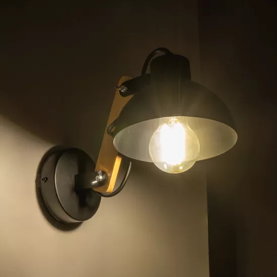 GRANT 00902 Μοντέρνο Επιτοίχιο Φωτιστικό Απλίκα Μονόφωτο 1 x E27 IP20 Μαύρο Μέταλλο με Μπεζ Ξύλο - Μ15 x Π23 x Υ22cm GRANT 00902 Μοντέρνο Επιτοίχιο Φωτιστικό Απλίκα Μονόφωτο 1 x E27 IP20 Μαύρο Μέταλλο με Μπεζ Ξύλο - Μ15 x Π23 x Υ22cm