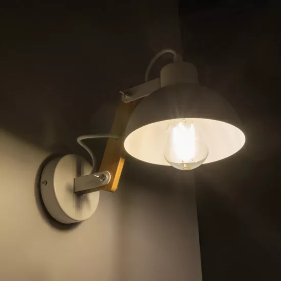 GRANT 00903 Μοντέρνο Επιτοίχιο Φωτιστικό Απλίκα Μονόφωτο 1 x E27 IP20 Λευκό Μέταλλο με Μπεζ Ξύλο - Μ15 x Π23 x Υ22cm GRANT 00903 Μοντέρνο Επιτοίχιο Φωτιστικό Απλίκα Μονόφωτο 1 x E27 IP20 Λευκό Μέταλλο με Μπεζ Ξύλο - Μ15 x Π23 x Υ22cm