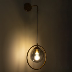 VIENNA 00923 Μοντέρνο Φωτιστικό Τοίχου - Απλίκα με Ντουί 1 x E27 AC 220-240V IP20 - Χρυσό & Μαύρο Φιμέ - Μ25 x Π23 x Υ27cm