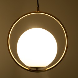 MADRID 00932 Μοντέρνο Κρεμαστό Φωτιστικό Οροφής με Ντουί 1 x E27 AC 220-240V IP20 - Χρυσό & Λευκό - Μ30 x Π20 x Υ30cm