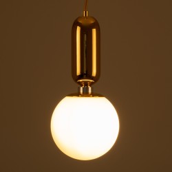 MAVERICK 00943 Μοντέρνο Κρεμαστό Φωτιστικό Οροφής με Ντουί 1 x E27 AC 220-240V IP20 - Χρυσό & Λευκό - Μ15 x Π15 x Υ33cm