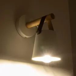 AMY 00946 Μοντέρνο Φωτιστικό Τοίχου - Απλίκα με Ντουί 1 x E27 AC 220-240V IP20 - Λευκό & Μπεζ - Μ13 x Π22 x Y25.5cm