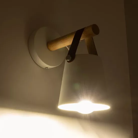 AMY 00946 Μοντέρνο Φωτιστικό Τοίχου - Απλίκα με Ντουί 1 x E27 AC 220-240V IP20 - Λευκό & Μπεζ - Μ13 x Π22 x Y25.5cm