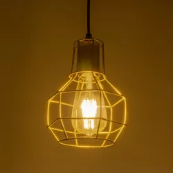 CAGE 00950 Vintage Κρεμαστό Φωτιστικό Οροφής με Ντουί 1 x E27 AC 220-240V IP20 - Χρυσό - Μ15 x Π15 x Y22cm