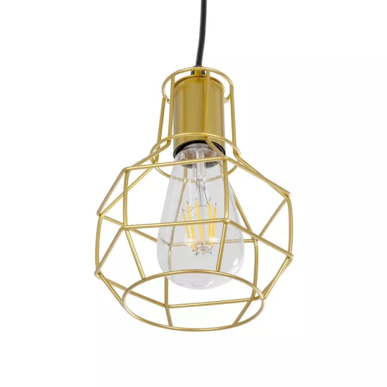 CAGE 00950 Vintage Κρεμαστό Φωτιστικό Οροφής με Ντουί 1 x E27 AC 220-240V IP20 - Χρυσό - Μ15 x Π15 x Y22cm