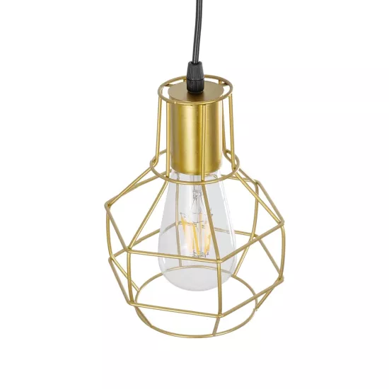 CAGE 00950 Vintage Κρεμαστό Φωτιστικό Οροφής με Ντουί 1 x E27 AC 220-240V IP20 - Χρυσό - Μ15 x Π15 x Y22cm