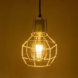 CAGE 00951 Vintage Κρεμαστό Φωτιστικό Οροφής με Ντουί 1 x E27 AC 220-240V IP20 - Ασημί - Μ15 x Π15 x Y22cm