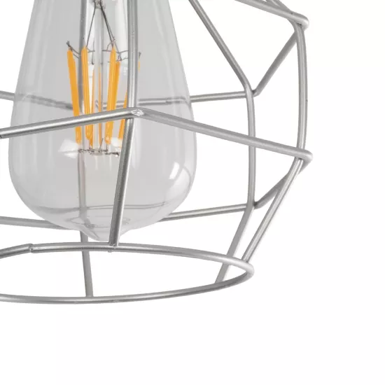 CAGE 00951 Vintage Κρεμαστό Φωτιστικό Οροφής με Ντουί 1 x E27 AC 220-240V IP20 - Ασημί - Μ15 x Π15 x Y22cm