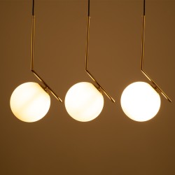 MONROE 00955 Μοντέρνο Κρεμαστό Φωτιστικό Οροφής με Ντουί 3 x E27 AC 220-240V IP20 - Χρυσό & Λευκό - Μ74 x Π25 x Υ50cm