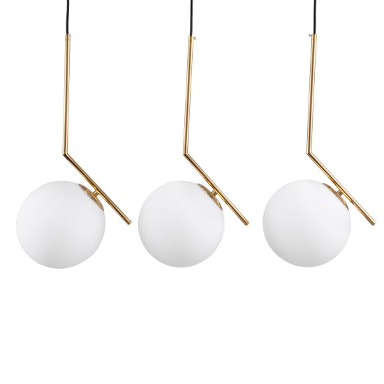 MONROE 00955 Μοντέρνο Κρεμαστό Φωτιστικό Οροφής με Ντουί 3 x E27 AC 220-240V IP20 - Χρυσό & Λευκό - Μ74 x Π25 x Υ50cm